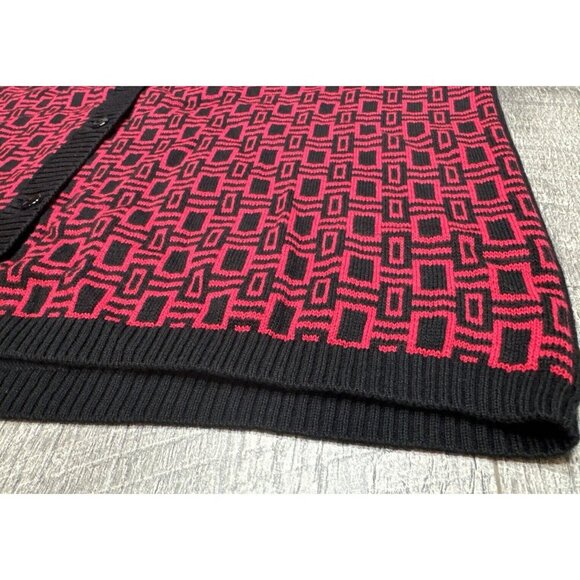 Westbound Sweater Cardigan Womens Small Black Red Geometric Knit‎ Retro Y2K NEW - Picture 7 of 7